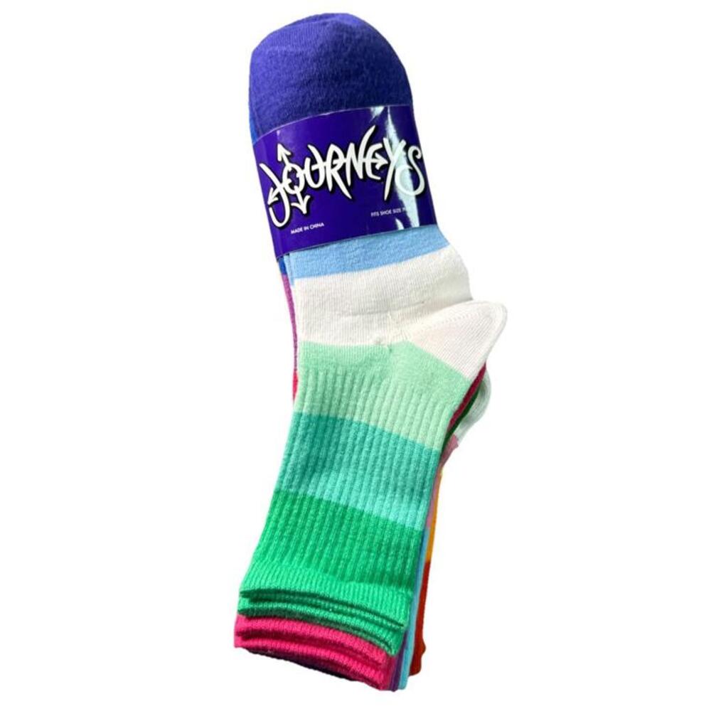 Journeys Rotary Crews Multicolor Long Socks Pack of 5 Fit Shoe Size 7-12